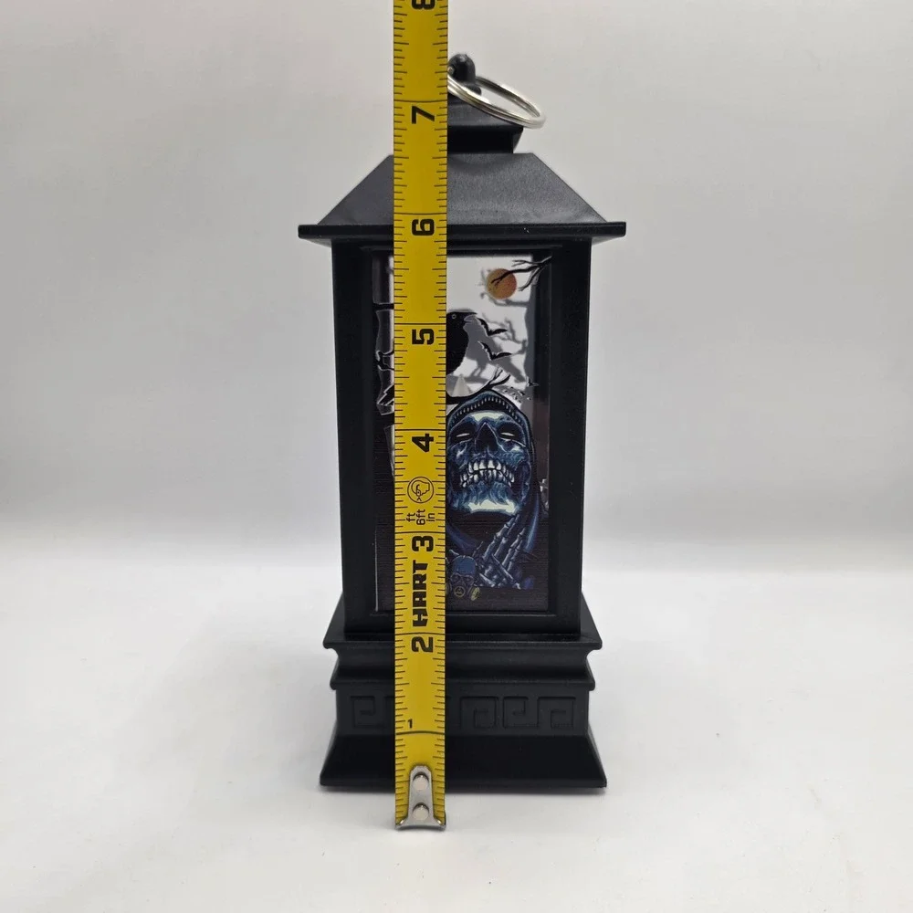 Halloween LED Storm Lanterns 2pc Black‎ Spooky Skull Haunted House Gothic Decor